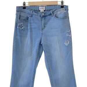 For The Republic Star Patch Accent Distressed Denim Light Wash Jeans High Rise